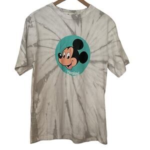 Disney Woman's Size Medium Gray White Tie Dye Disneyland Mickey Mouse T-Shirt